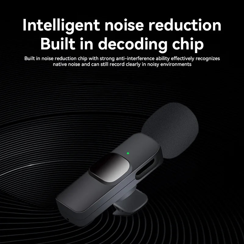 Mini Wireless Microphone Noise Reduction Lavalier Microphone For iPhone Android Audio Recording Live Broadcast And Vlogging