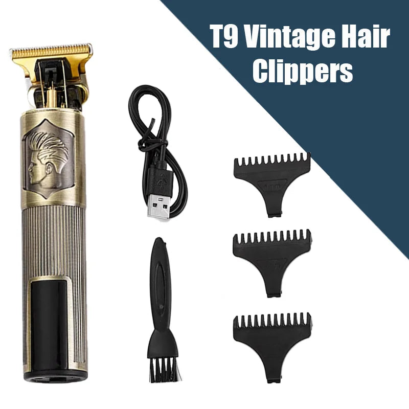 Electric Hair Cutting Machine Vintage T9 Clipper Hair Rechargeable Man Shaver Trimmer For Men's Barber Professional New Hot Sale