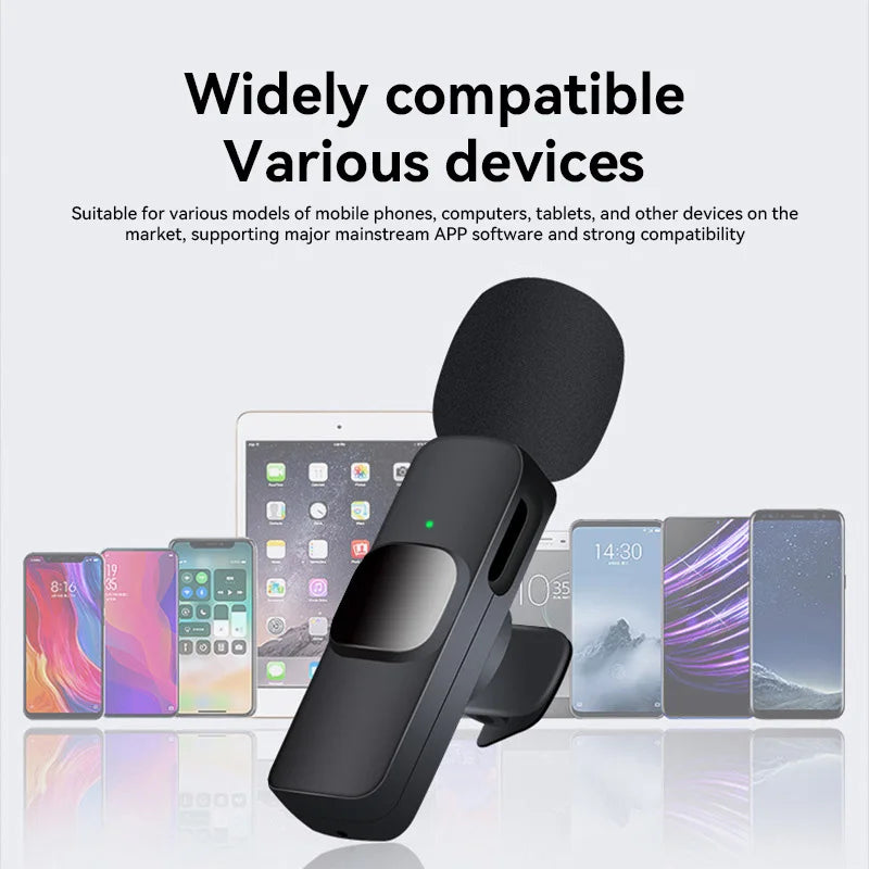 Mini Wireless Microphone Noise Reduction Lavalier Microphone For iPhone Android Audio Recording Live Broadcast And Vlogging