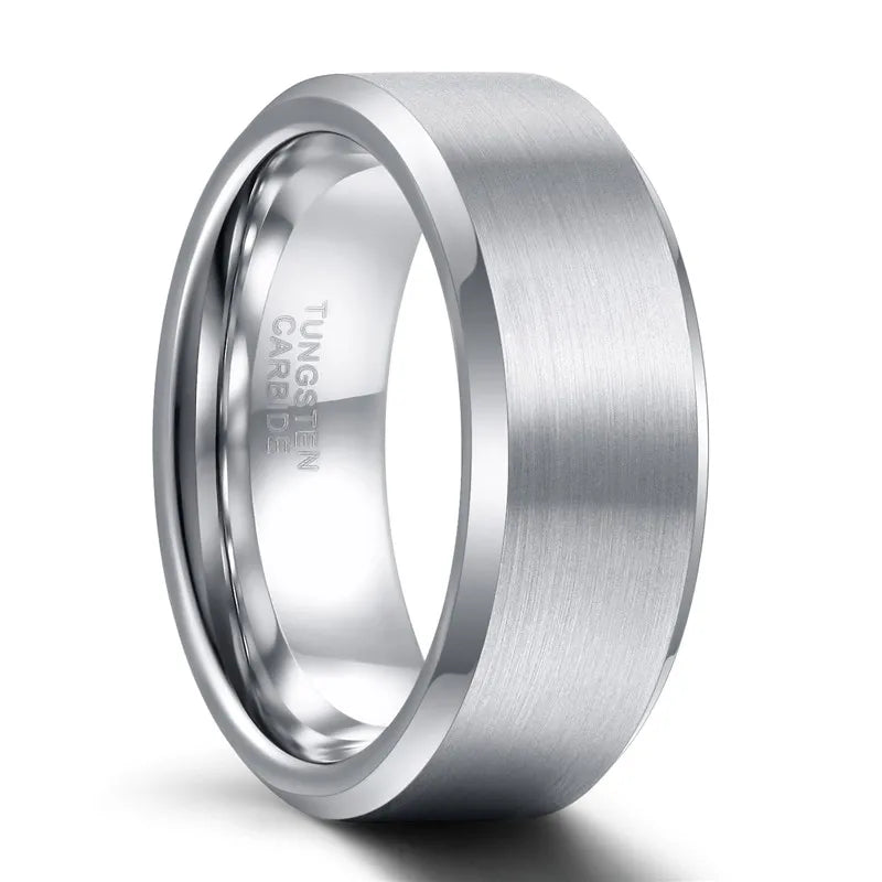 TIGRADE 4/6/8/mm Black Tungsten Carbide Ring Men Brushed Silver Color Wedding Band Women Engagement Rings For Male Jewelry
