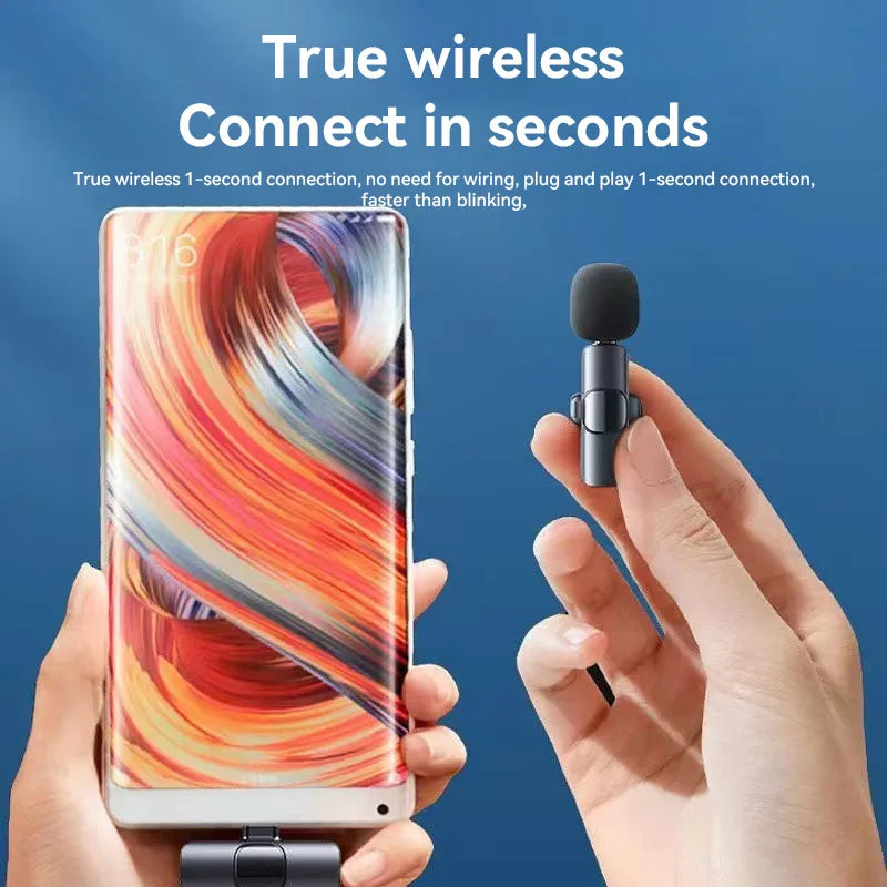 Mini Wireless Microphone Noise Reduction Lavalier Microphone For iPhone Android Audio Recording Live Broadcast And Vlogging